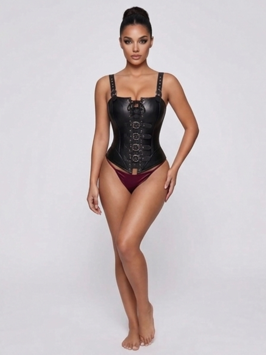 Harbinger Genuine Leather Over bust Corset - Image 5