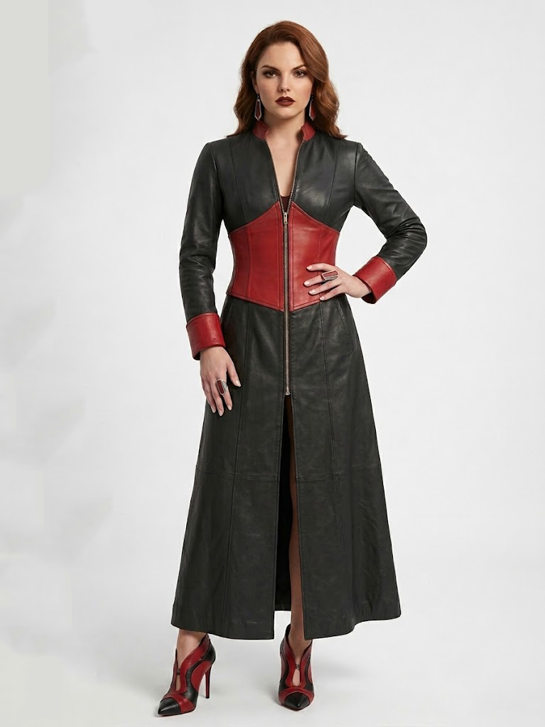 Black and Red Womens Shows Coat